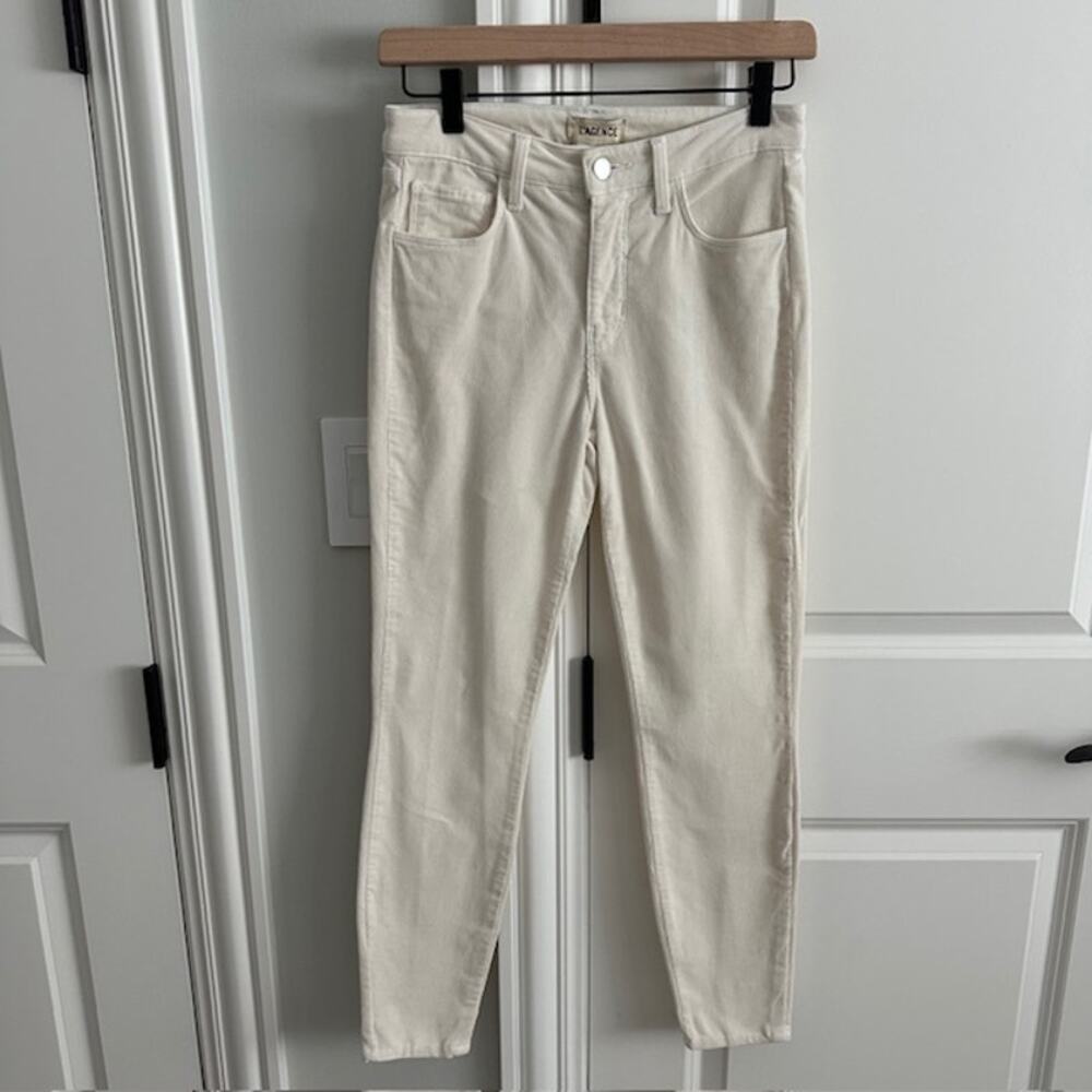 L'AGENCE Marguerite Skinny Cream Corduroy Pants Size: 25 - Picture 2 of 12